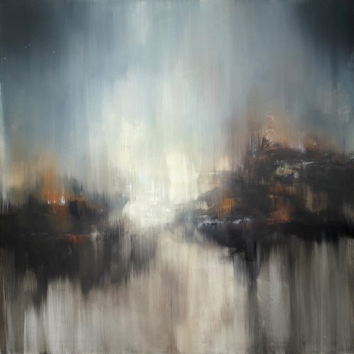 Obra de arte original contemporánea, Remanso, 100 x 100 cm, paisaje abstracto por Luc Andrieux