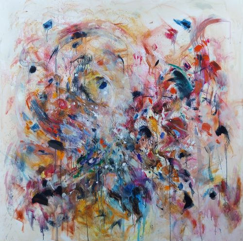 Œuvre d'art originale contemporaine, Poésie 4, 140 x 140 cm, peinture abstraite par Luc Andrieux
