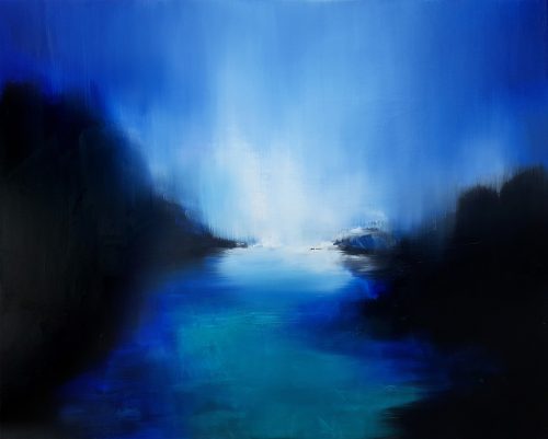Opera d'arte contemporanea originale, Terra boreale 12, 81 x 100 cm, paesaggio astratto di Luc Andrieux