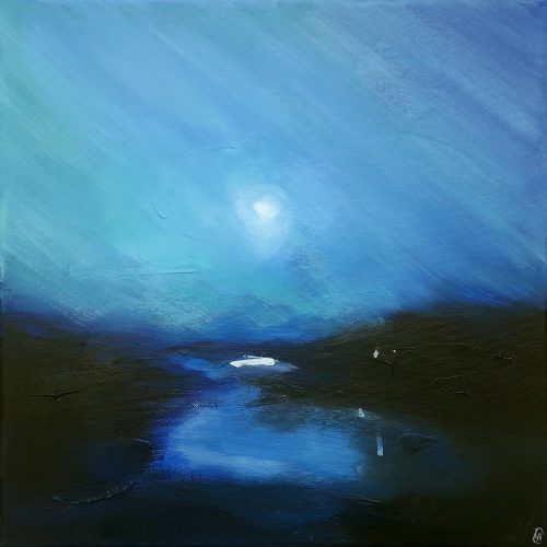 Opera d'arte contemporanea originale, Terre boréale 13, 40 x 40 cm, paesaggio astratto di Luc Andrieux