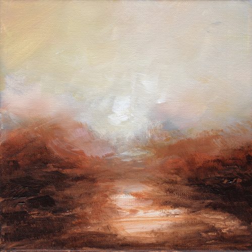 Obra de arte original contemporánea, Alquimia 14, 20 x 20 cm, paisaje abstracto por Luc Andrieux