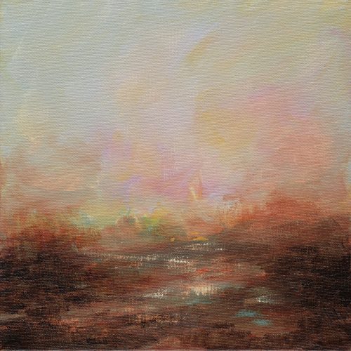 Obra de arte original contemporánea, Alquimia 15, 20 x 20 cm, paisaje abstracto por Luc Andrieux