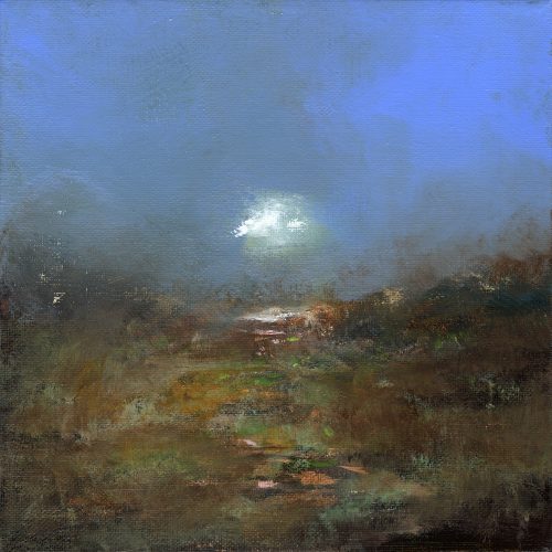 Obra de arte original contemporánea, Alquimia 18, 20 x 20 cm, paisaje abstracto por Luc Andrieux