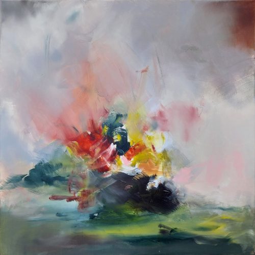 Obra de arte original contemporánea, Eclosión, 100 x 100 cm, pintura abstracta por Luc Andrieux