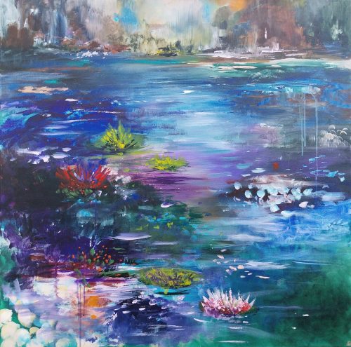 Œuvre d'art originale contemporaine, Eden 8, 100 x 100 cm, peinture abstraite par Luc Andrieux