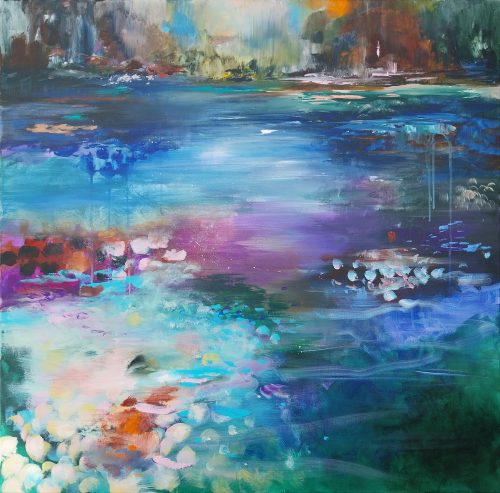 Obra de arte original contemporánea, Edén 8, 100 x 100 cm, paisaje abstracto por Luc Andrieux