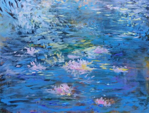 Œuvre d'art originale contemporaine, Eden 9, 89 x 116 cm, paysage abstrait par Luc Andrieux