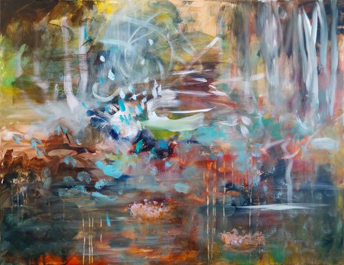 Obra de arte original contemporánea, Edén 9, 89 x 116 cm, paisaje abstracto por Luc Andrieux