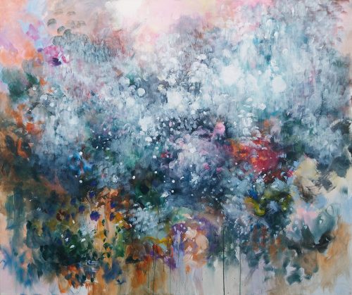 Œuvre d'art originale contemporaine, Floraison 2, 120 x 140 cm, peinture abstraite par Luc Andrieux