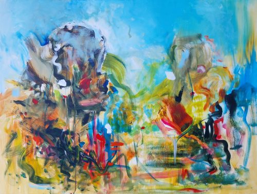 Obra de arte original contemporánea, Estación 12, 89 x 116 cm, paisaje abstracto por Luc Andrieux