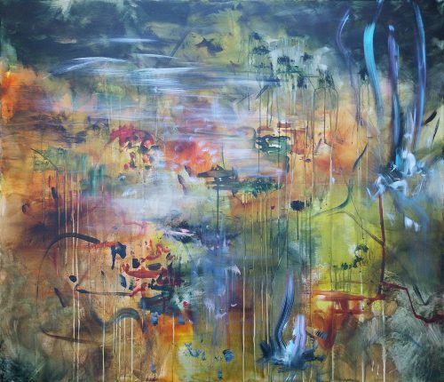 Obra de arte original contemporánea, Edén 11, 120 x 140 cm, paisaje abstracto por Luc Andrieux
