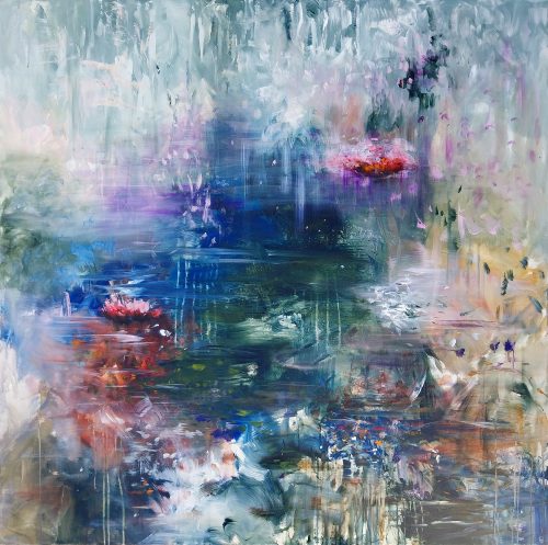 Œuvre d'art originale contemporaine, Eden 12, 100 x 100 cm, paysage abstrait par Luc Andrieux