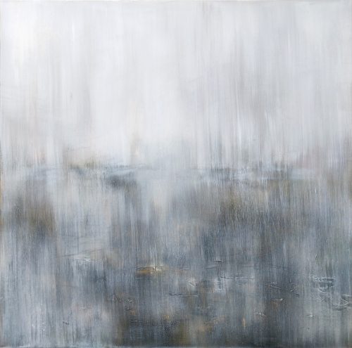 Obra de arte original contemporánea, lluvia 2, 100 x 100 cm, paisaje abstracto por Luc Andrieux