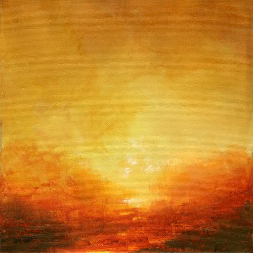 Opera d'arte contemporanea originale, Alchimia 24, 20 x 20 cm, paesaggio astratto di Luc Andrieux