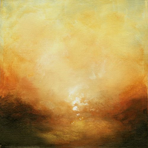 Opera d'arte contemporanea originale, Alchimia 26, 20 x 20 cm, paesaggio astratto di Luc Andrieux