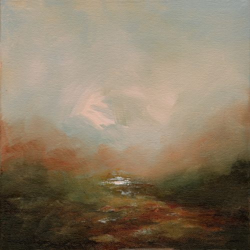 Opera d'arte contemporanea originale, Alchimia 30, 20 x 20 cm, paesaggio astratto di Luc Andrieux