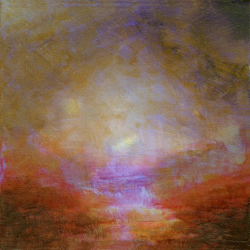 Opera d'arte contemporanea originale, Alchimia 32, 20 x 20 cm, paesaggio astratto di Luc Andrieux