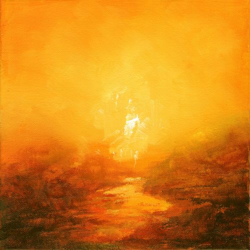 Opera d'arte contemporanea originale, Alchimia 36, 20 x 20 cm, paesaggio astratto di Luc Andrieux