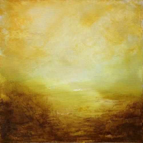 Opera d'arte contemporanea originale, Alchimia 38, 20 x 20 cm, paesaggio astratto di Luc Andrieux