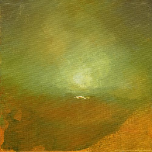 Opera d'arte contemporanea originale, Alchimia 39, 20 x 20 cm, paesaggio astratto di Luc Andrieux