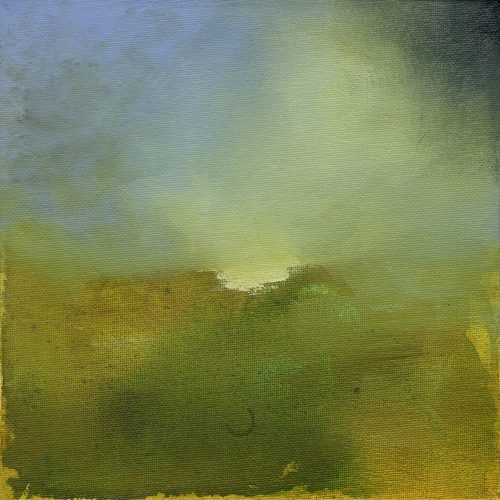 Opera d'arte contemporanea originale, Alchimia 40, 20 x 20 cm, paesaggio astratto di Luc Andrieux