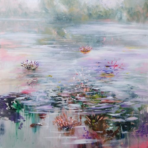 Œuvre d'art originale contemporaine, Eden 13, 100 x 100 cm, paysage abstrait par Luc Andrieux