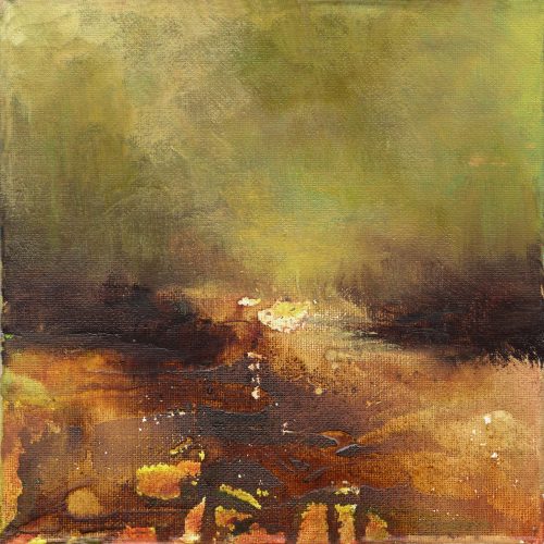 Œuvre d'art originale contemporaine, Nature secrète 3, 20 x 20 cm, paysage abstrait par Luc Andrieux