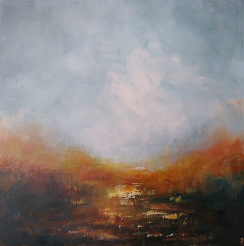 Œuvre d'art originale contemporaine, Sublimation 1, 50 x 50 cm, paysage abstrait par Luc Andrieux