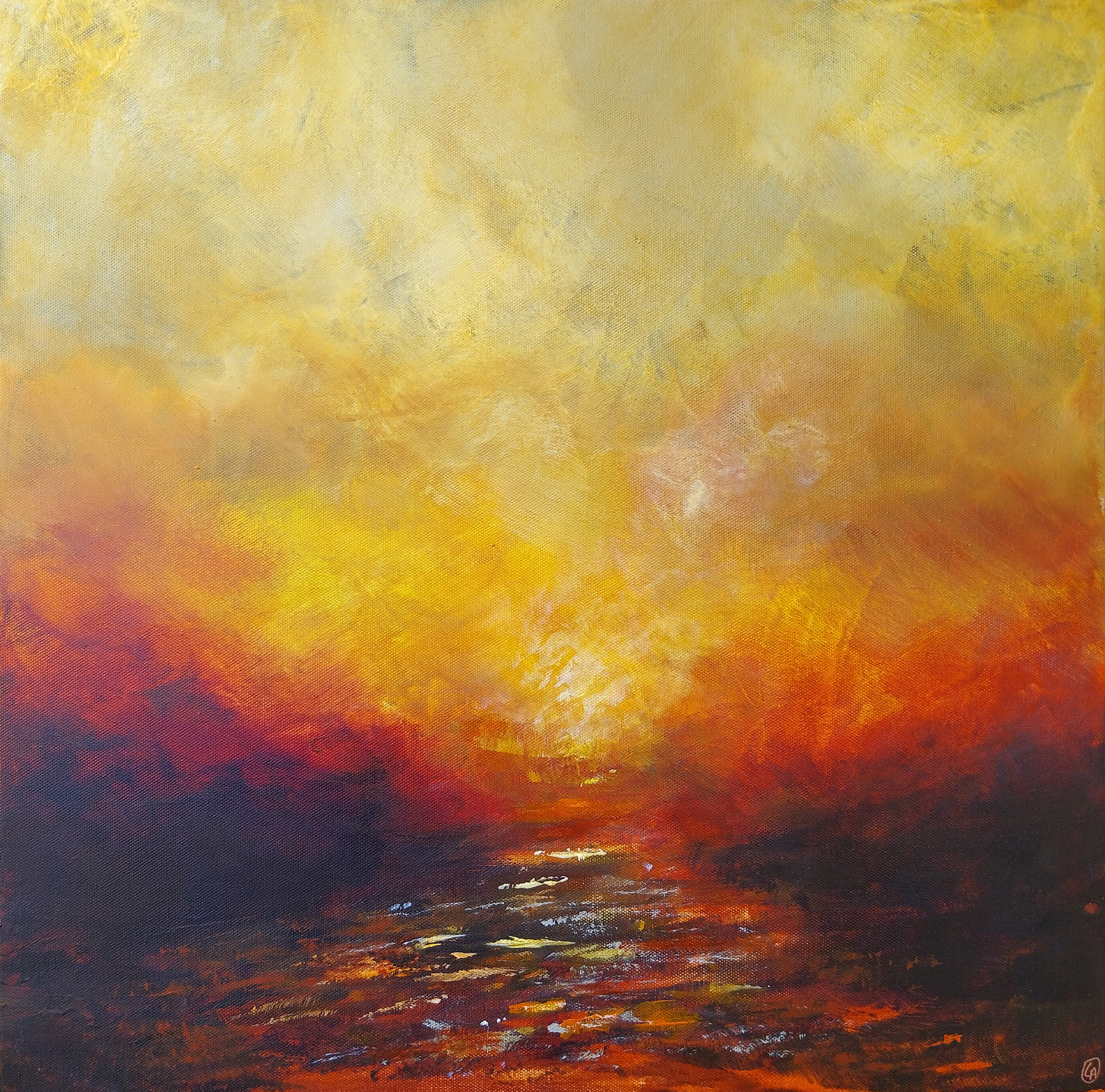 Œuvre d'art originale contemporaine, Sublimation 4, 50 x 50 cm, paysage abstrait par Luc Andrieux