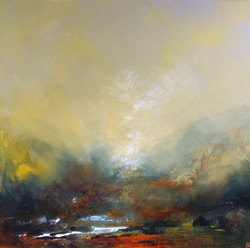 Œuvre d'art originale contemporaine, Sublimation 7, 50 x 50 cm, paysage abstrait par Luc Andrieux